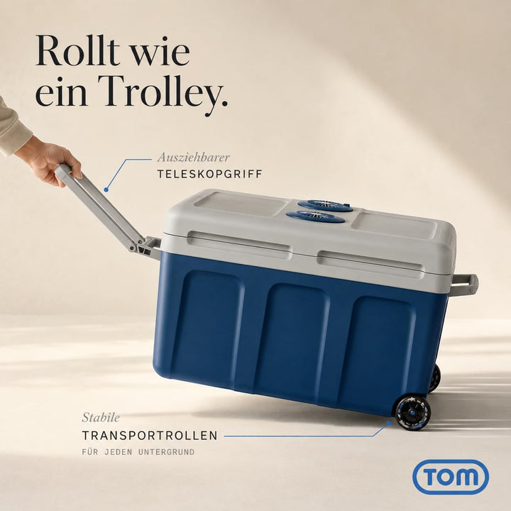 TOM 2in1 XXL Kühlbox 40l mit Kühl- und Heizfunktion – elektrische Coolbox mit Rollen – 230V & 12V St