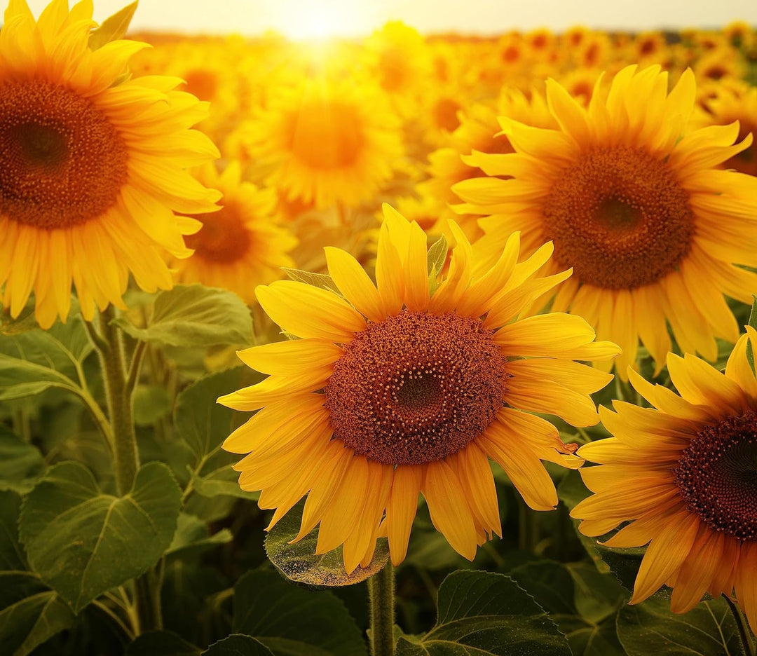 Sonnenblumen auf dem Feld Herdabdeckplatte & Spritzschutz aus Echtglas | Für Herd-Kochfelder | 60x52