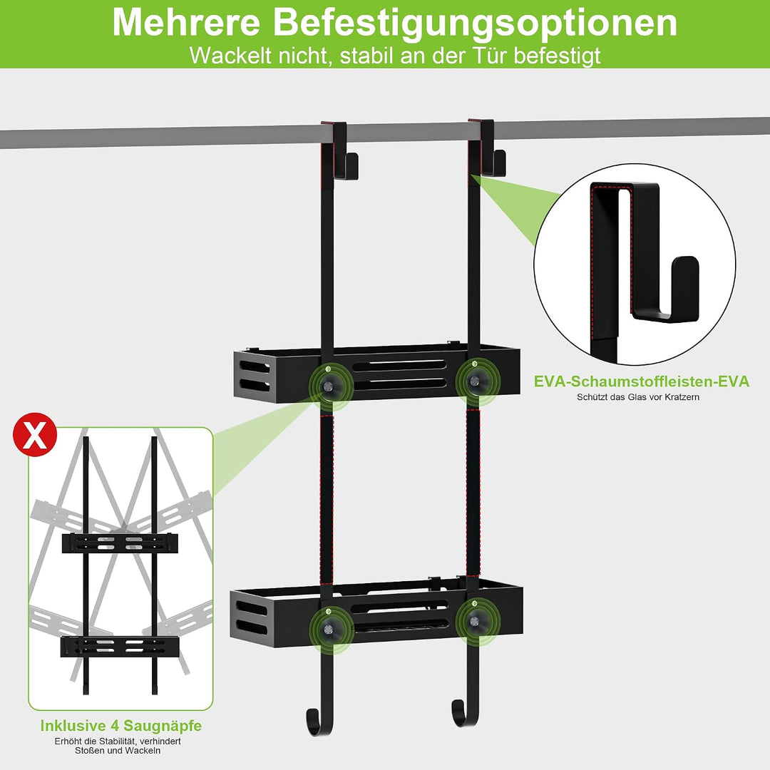 Wisfame Duschablage zum Hängen, Duschregal Ohne Bohren Schwarz Matt Schwarz 66 cm in height, Matt Sc