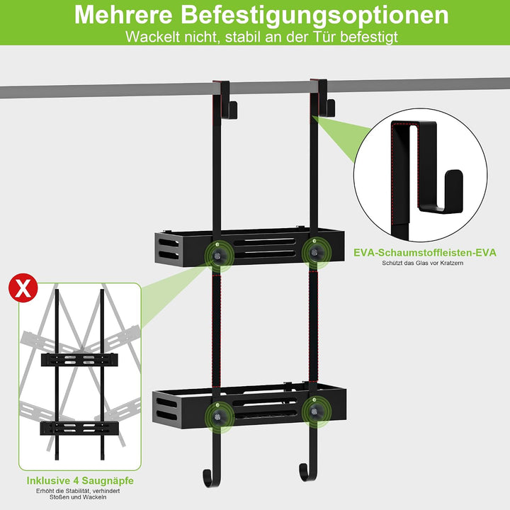 Wisfame Duschablage zum Hängen, Duschregal Ohne Bohren Schwarz Matt Schwarz 66 cm in height, Matt Sc