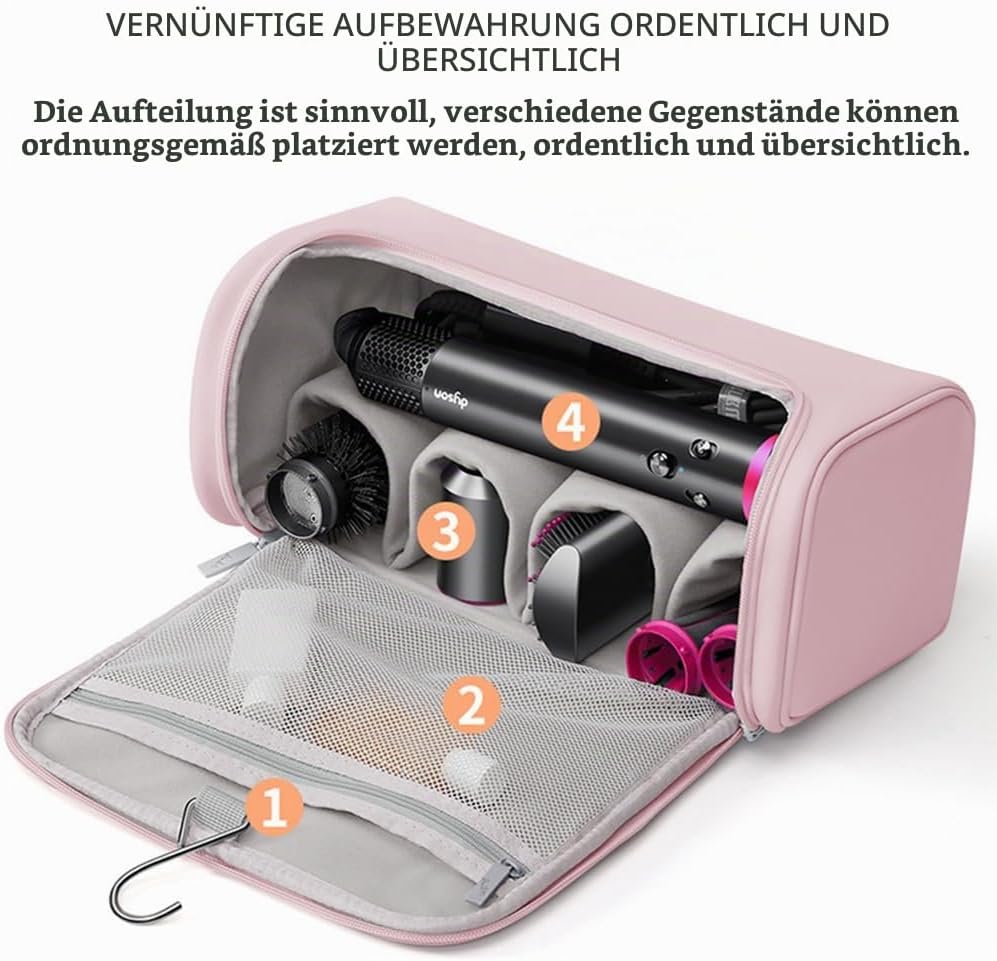 Reisetasche für Haartrockner, tragbare Aufbewahrungstasche mit Aufhängehaken, wasserdichte Organizer