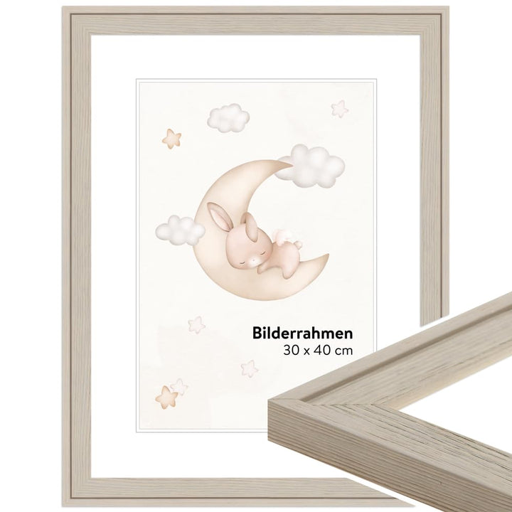 WANDStyle Bilderrahmen KLASSISCH 30x42 I Farbe: Creme I Holzbilderrahmen I Bilderrahmen Modern I Mad