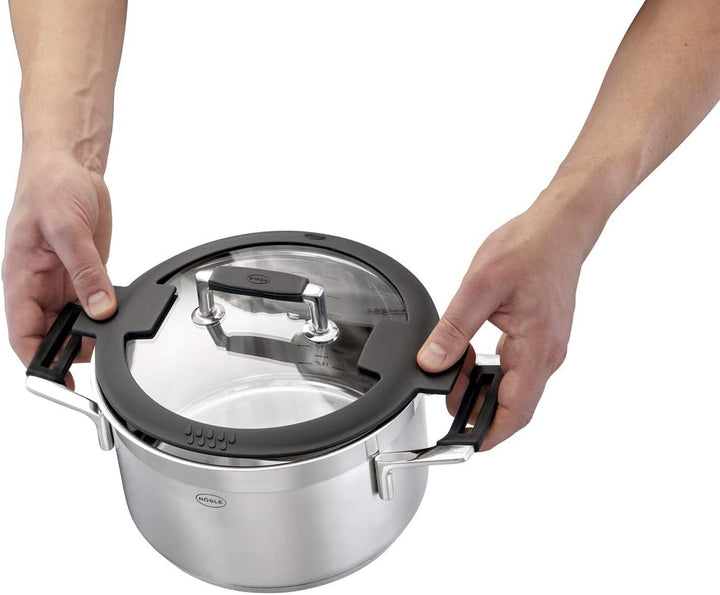 RÖSLE SILENCE PRO Topf-Set 4-teilig, hochwertiges Universaltopfset mit 3 Kochtöpfen und 1 Stielkasse
