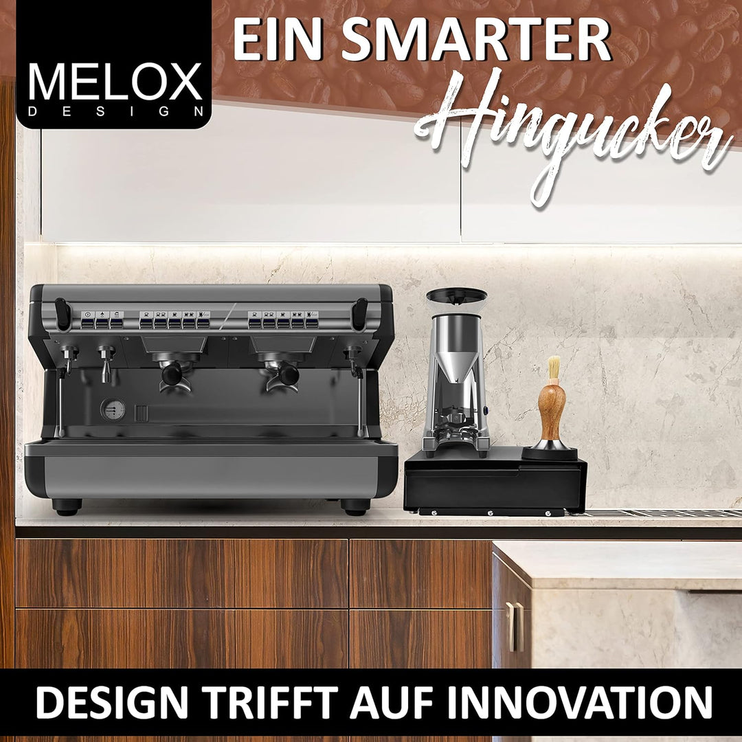 MELOX - XXL 4-in-1 Abschlagbehälter mit Sudschublade für Siebträger mit Tamper-Station & Reinigungs-