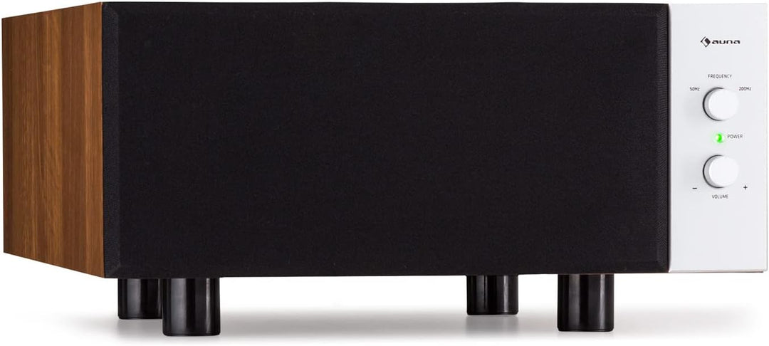 auna Two Hi-Fi Subwoofer mit Auto-Off, 80W RMS Subwoofer Passiv, HiFi-Lautsprecher Boxen für Heimkin