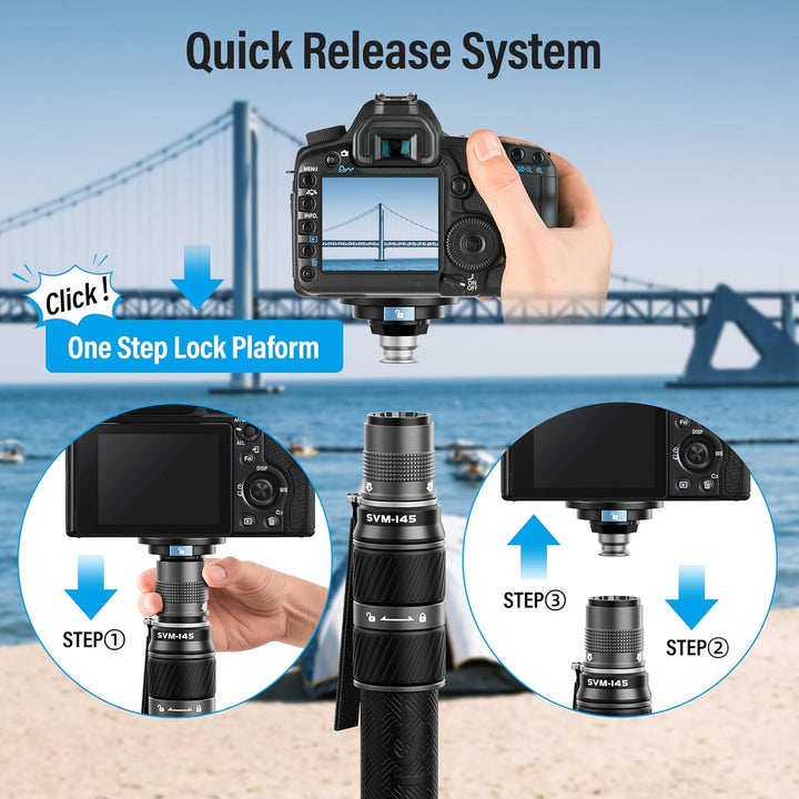 SIRUI SVM-145 Einbeinstativ Kohlefaser Kamera, 145cm Carbon monopod Rapid System Einstufige Höhenver