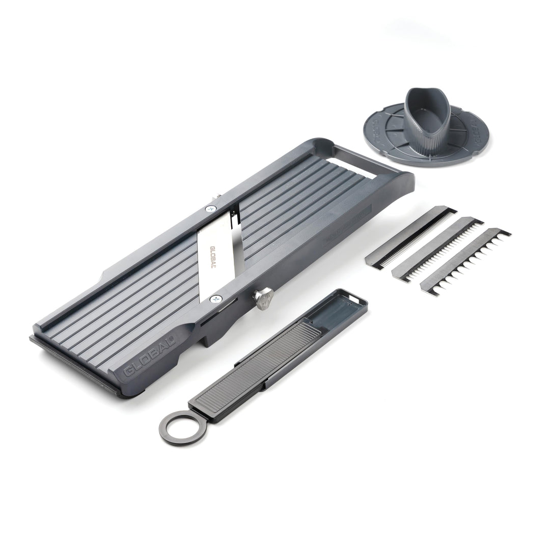 GLOBAL Mandoline GSL-64/BC – Premium Gemüsehobel 64 mm | Mit 3 Julienne-Klingen & Fingerschutz | Stu