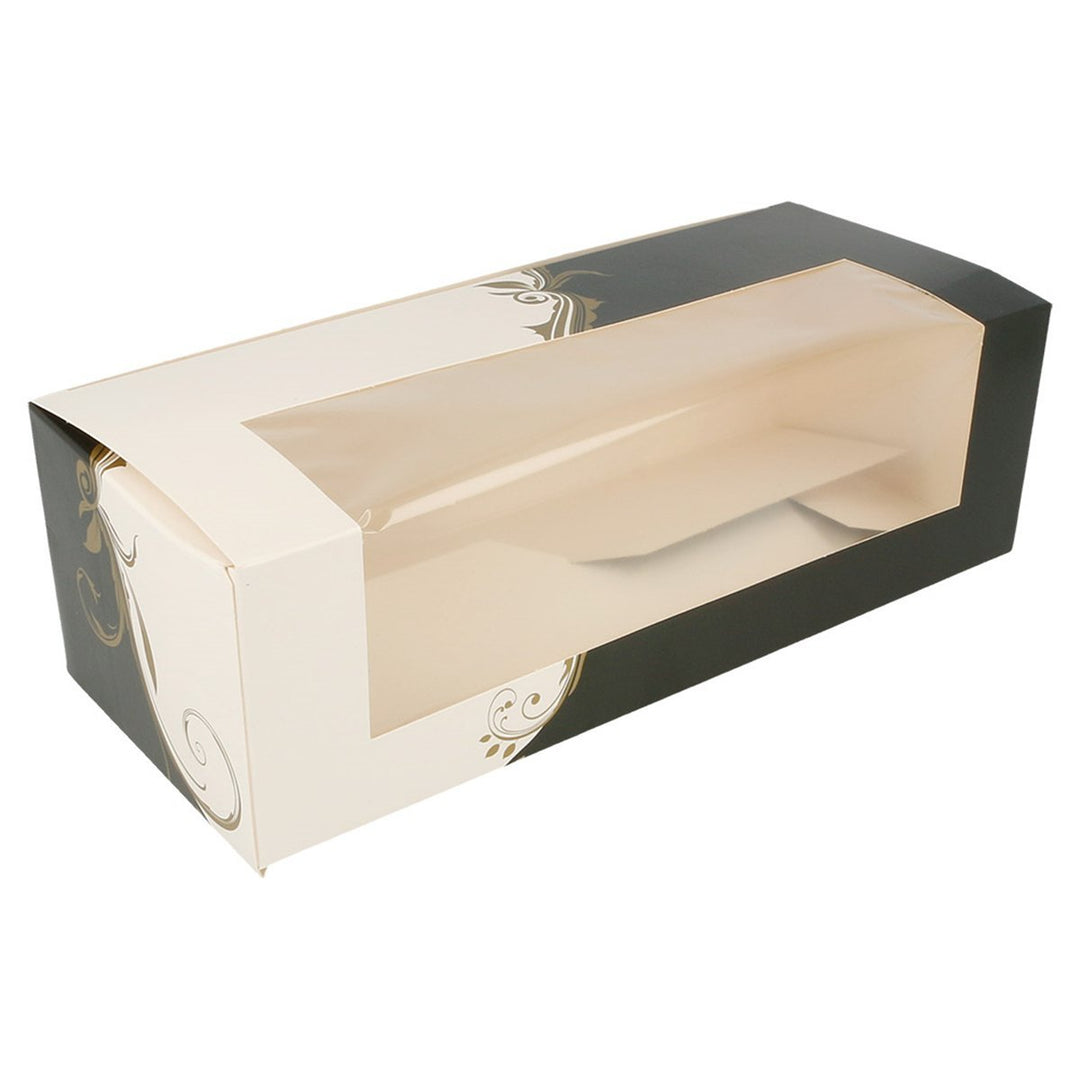 Box Konditorie mit Fenster rechteckig – 50 Stück. 26 x 11 x 8 cm., 26 x 11 x 8 cm