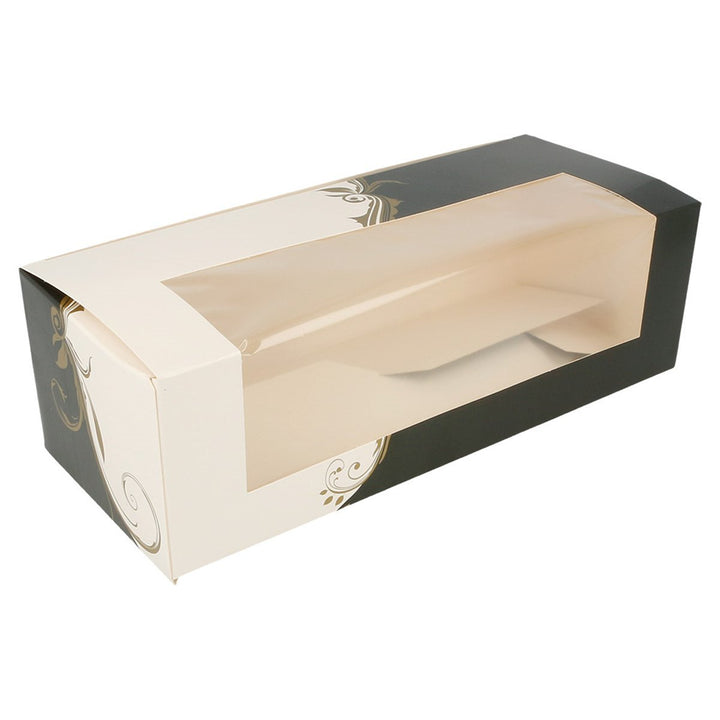 Box Konditorie mit Fenster rechteckig – 50 Stück. 26 x 11 x 8 cm., 26 x 11 x 8 cm
