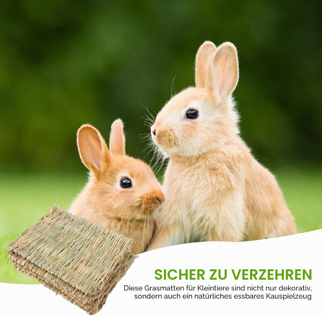 GBKDQQ 8 Stück Kleintier Grasmatten, 28x20cm Grasmatte Gewebte, Kaninchen-Bett, Natürliche Sicher un