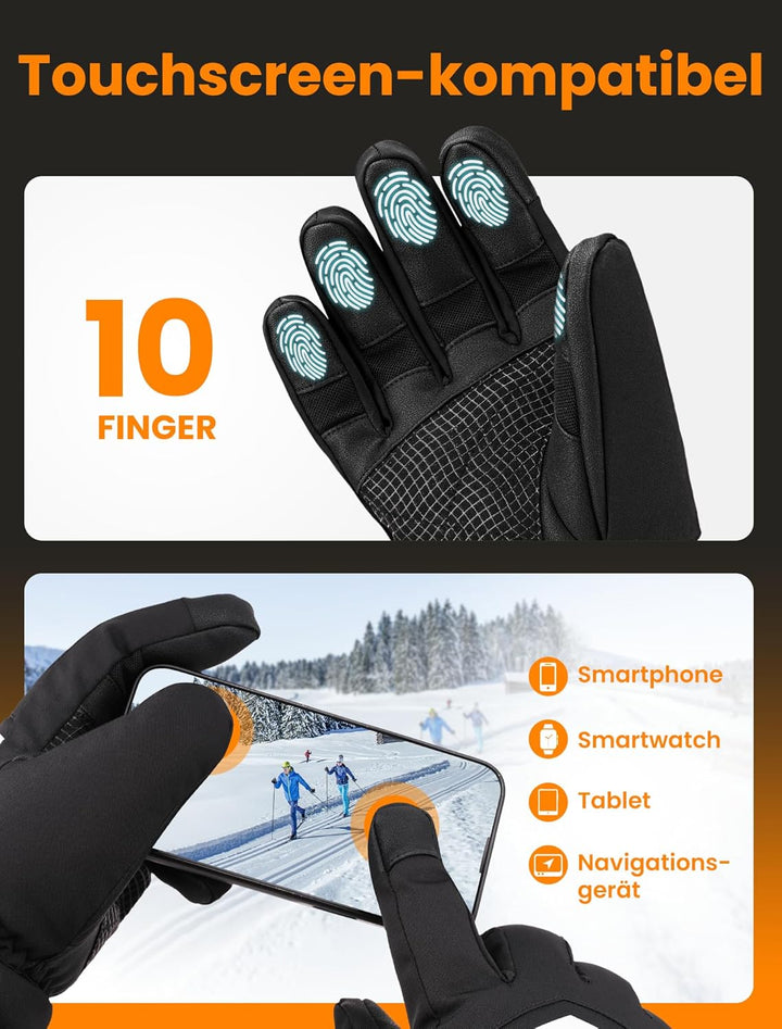 Beheizbare Handschuhe für Herren Damen, Wiederaufladbare Beheizte Handschuhe 3200mAh mit Touchscreen