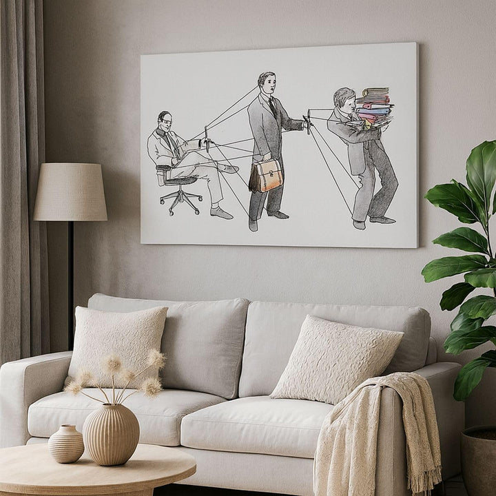 Bilder auf Leinwand Job Mensch mariniert Illustration Leinwandbild 70x50cm Wandbilder Dekoration Woh