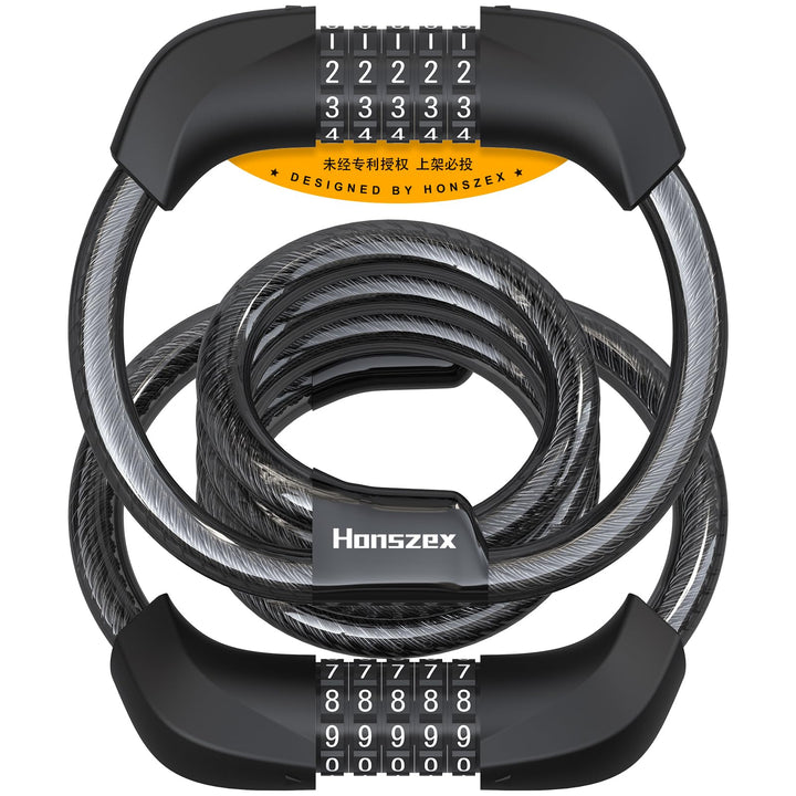 Honszex E Scooter Schloss, 5-stellig Kabel Schloss für E Scooter/Roller, Handschellenschloss, Zahlen