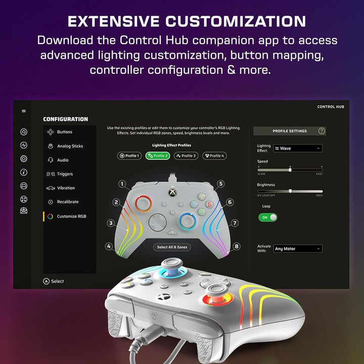 Turtle Beach Afterglow Wave Controller Grau Wired RGB Gaming Controller – Lizenziert für Xbox Series