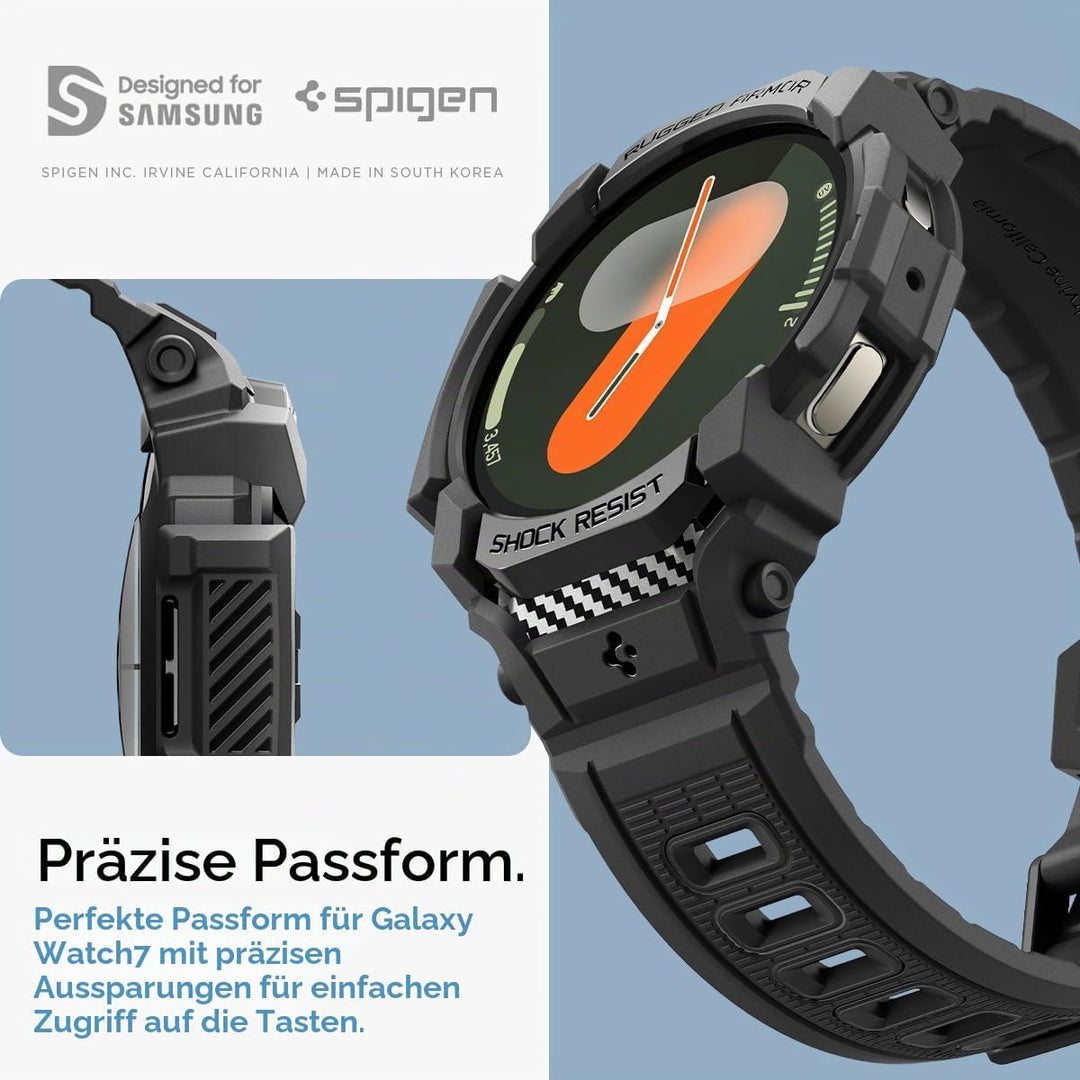 Spigen Rugged Armor Pro Hülle mit Armband Kompatibel mit Samsung Galaxy Watch 7 40mm (2024) - Matt S