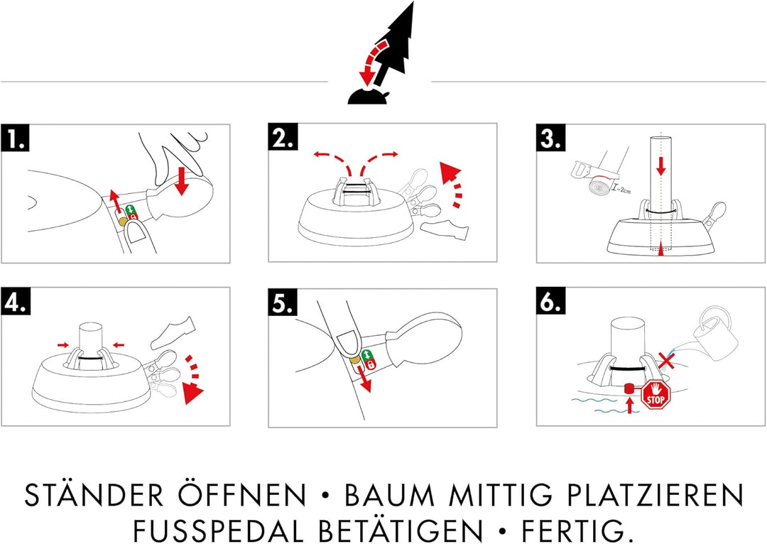 KRINNER Weihnachtsbaum Christbaumständer Comfort M Grün 36cm inkl. Fusspedal-und Einseiltechnik für