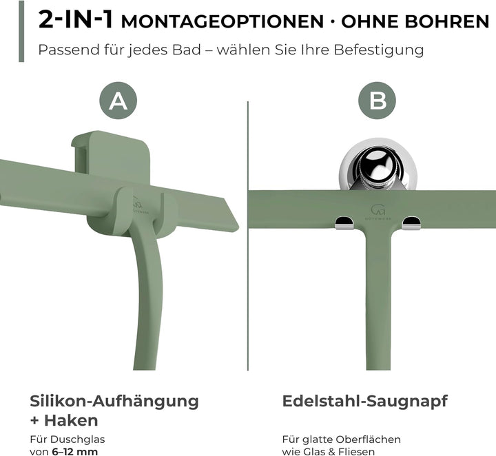 Gütewerk Duschabzieher, Silikon-Abzieher Dusche, Hygienischer Abzieher für Badezimmer, Duschwand &amp; F