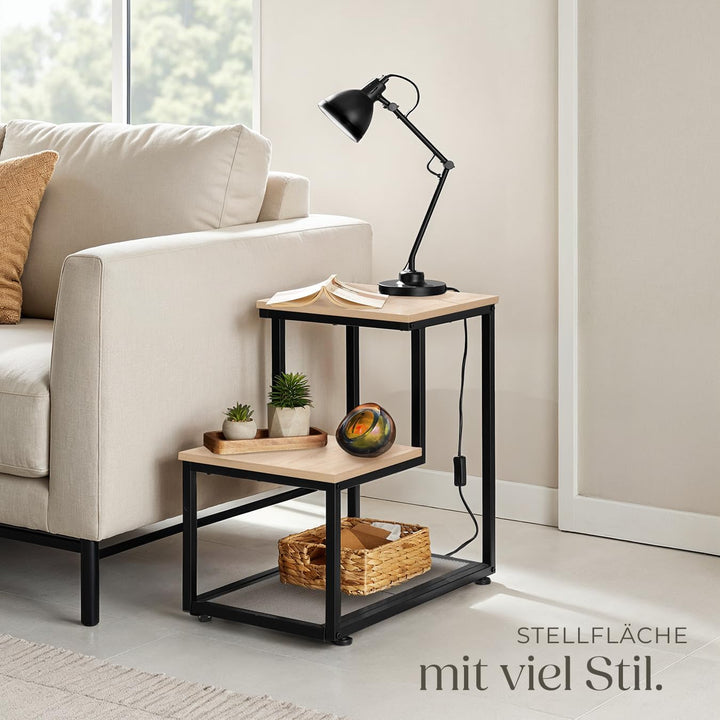 tectake® Industrial Beistelltisch Holz + Metall, Couchtisch 60,5 x 35,5 x 60,5 cm, Deko Wohnzimmer,