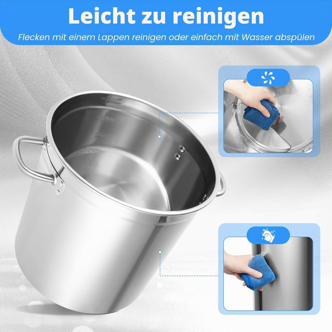 35L Suppentopf Gross, Edelstahl Kochtopf Mit Deckel, Saucepan, Grosse Kapazität Gastronomie Kochtopf