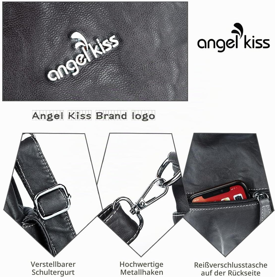 Angel Kiss Damen Handtasche Umhängetasche Leder Umhängetasche Gross Hobo Handtaschen 136