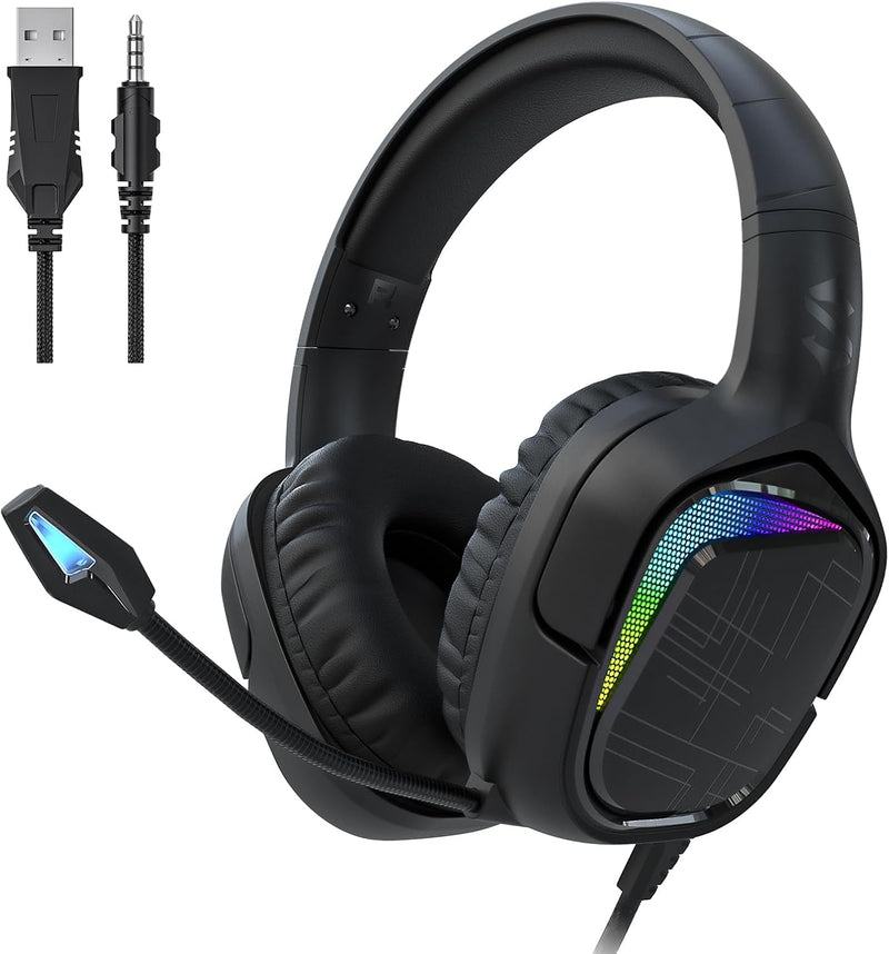 Black Shark Gaming Headset für PC, PS4, PS5, Xbox, Switch, Gaming Kopfhörer mit Ultraklarem Biegsame