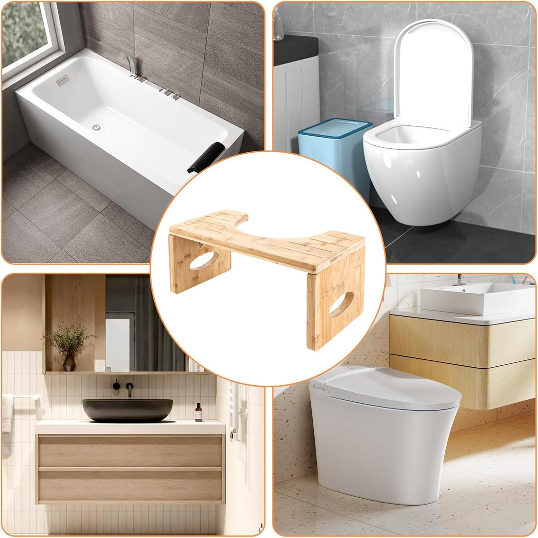 Toilettenhocker Holz Klappbar, Toilettenhocker Erwachsene, Klohocker aus Bambus, Squatty Kackhocker