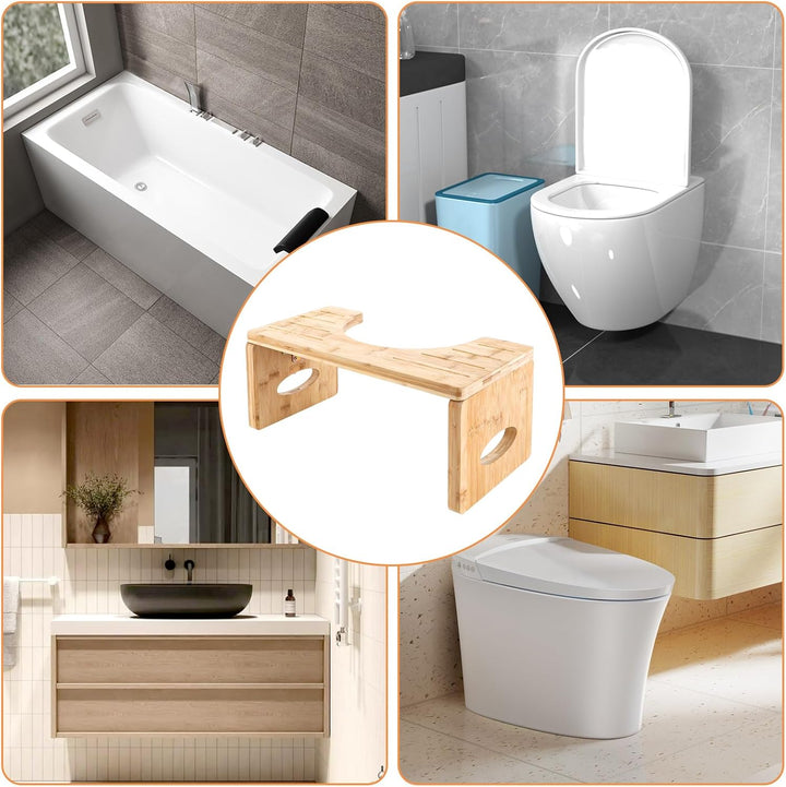 Toilettenhocker Holz Klappbar, Toilettenhocker Erwachsene, Klohocker aus Bambus, Squatty Kackhocker