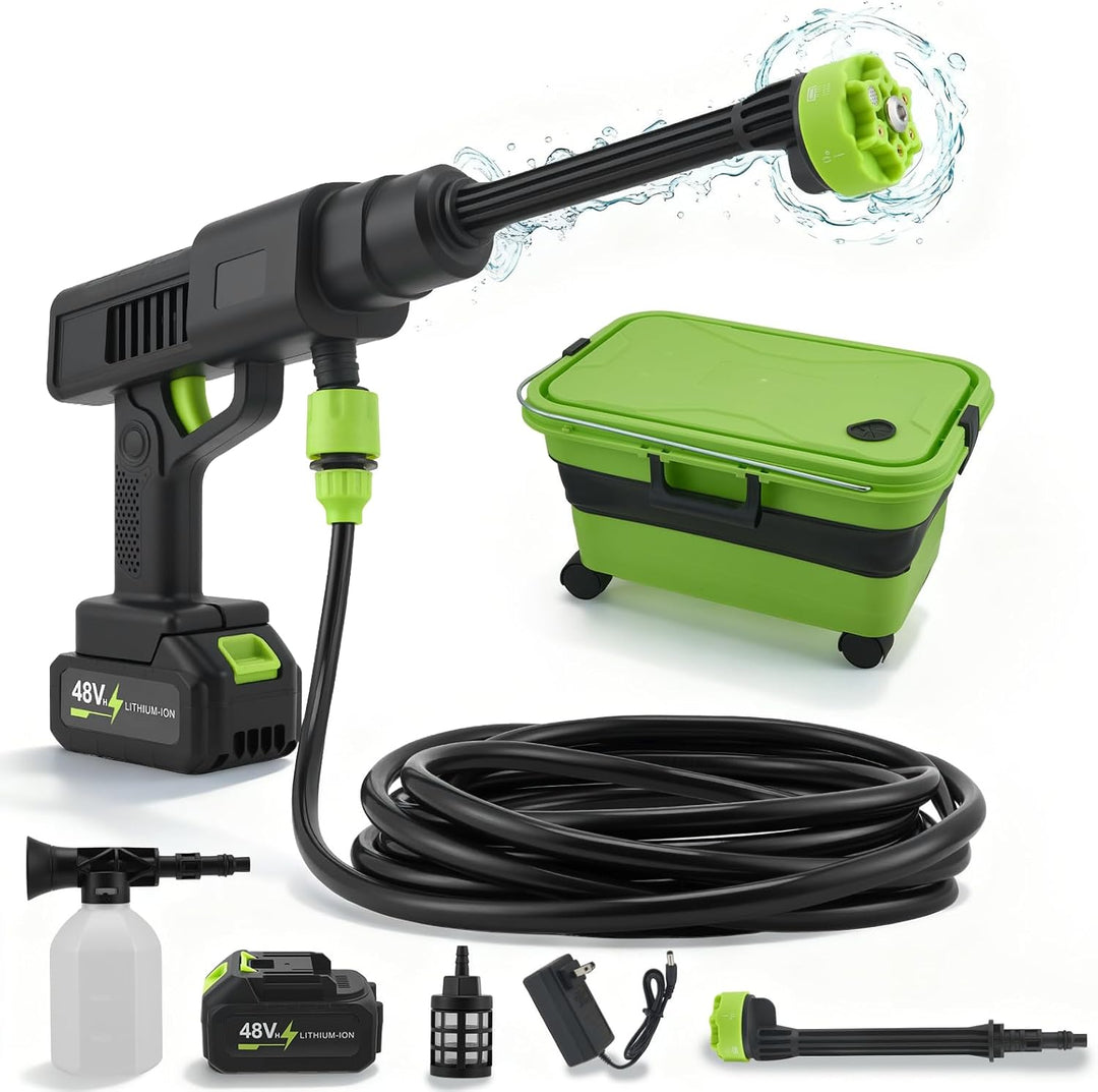 Akku Hochdruckreiniger,Mobiler Hochdruckreiniger mit 4.0Ah Batterie, highsam Pressure Washer 10-Gang
