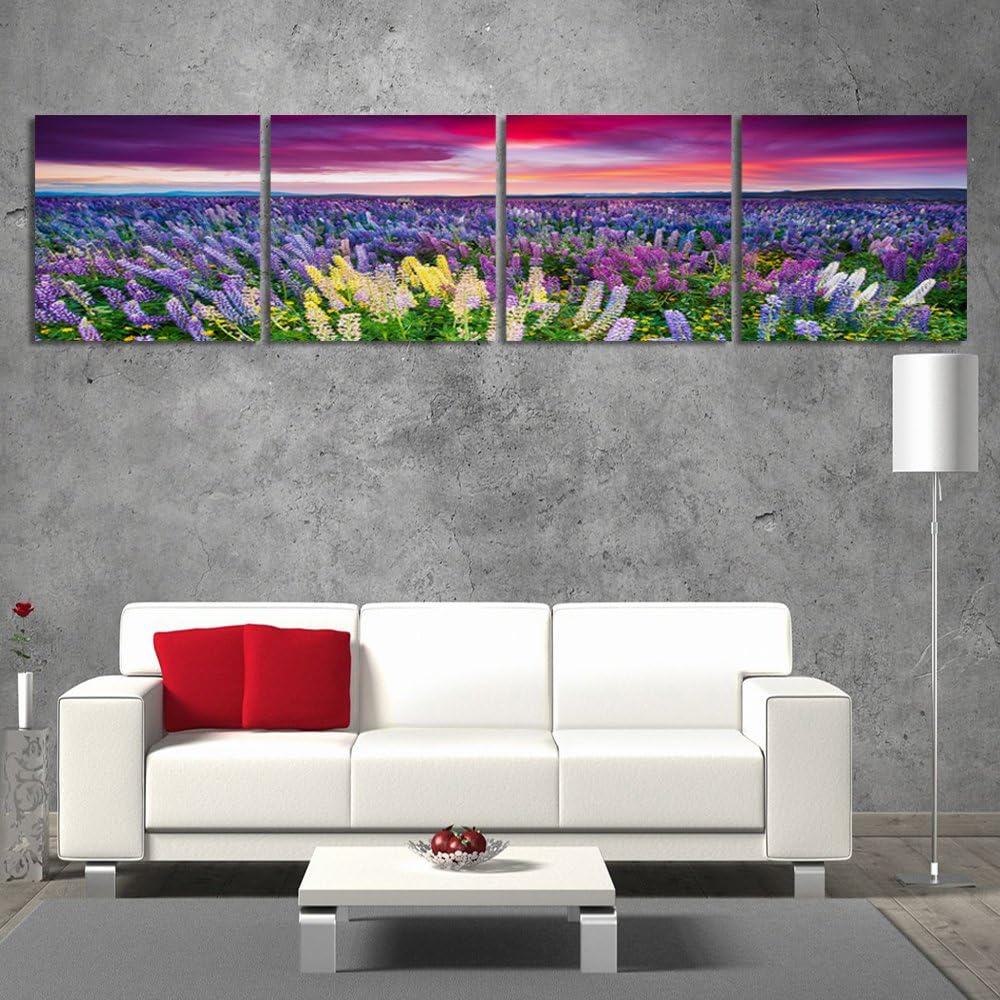 Feeby Frames, Leinwandbild, Bilder, Wand Bild - 4 Teile - Panoramabild, Wandbilder, Kunstdruck 20x80