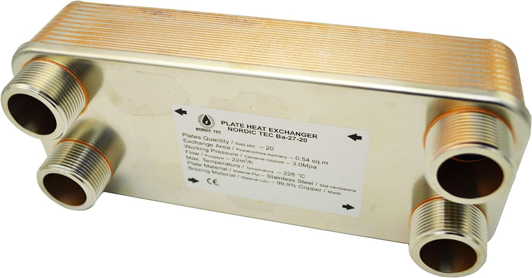 Edelstahl Wärmetauscher Plattenwärmetauscher Nordic Tec Ba-27-20 20 Platten 125 kW 1 1/4 Zoll (Platt