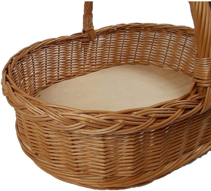 Weidentablett mit Henkel Braun Oval ca. 52x40x35 cm