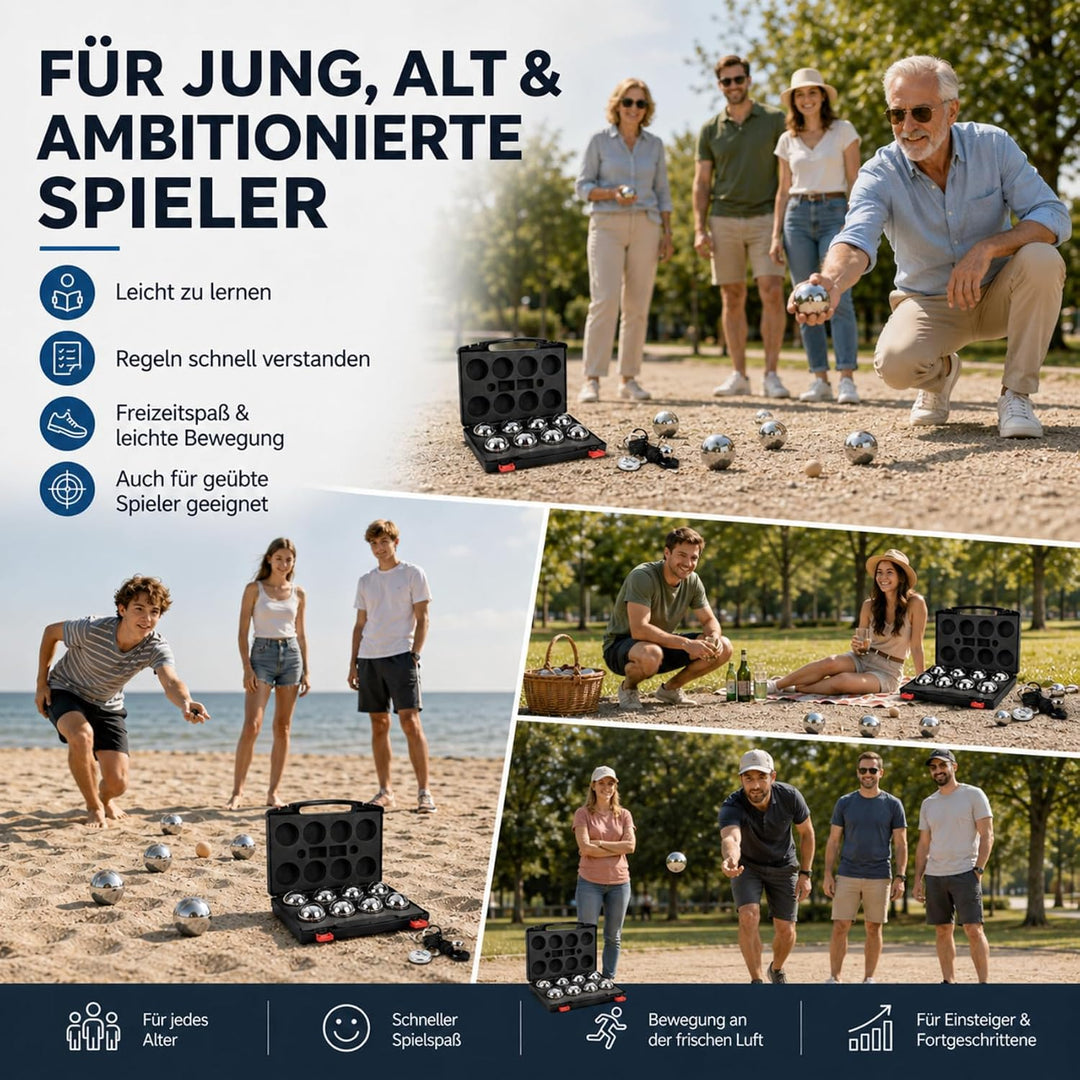 Boule Kugeln Set 8 Kegeln Boccia Kugeln Set, Petanque-Kugeln Set Boules/Petanque Set mit PP-Aufbewah