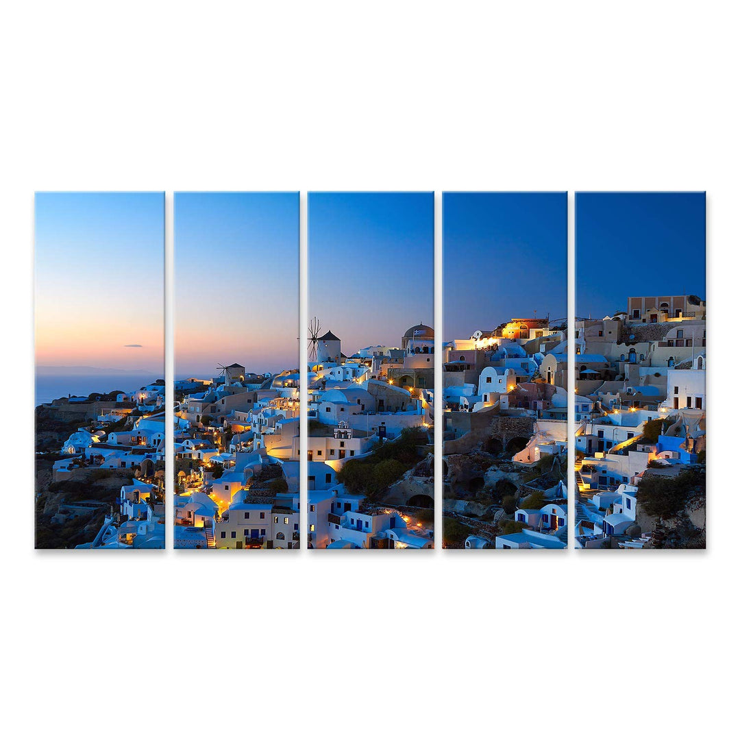 islandburner Bild auf Leinwand Santorini Oia Abend Dorf Insel Griechenland Bilder Wandbilder Poster