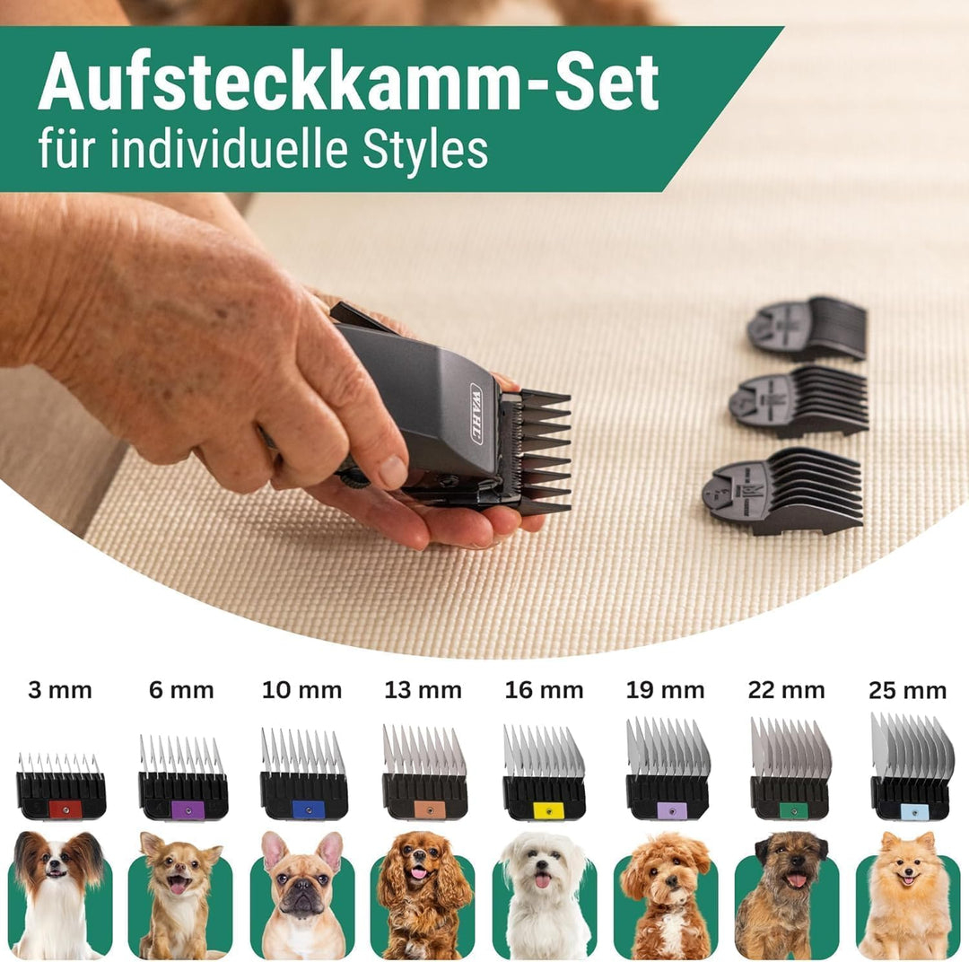 Agrarzone Edition Wahl Moser Max Go Hundeschermaschine mit Aufsteckkamm-Set - Kraftvolle Akku Scherm