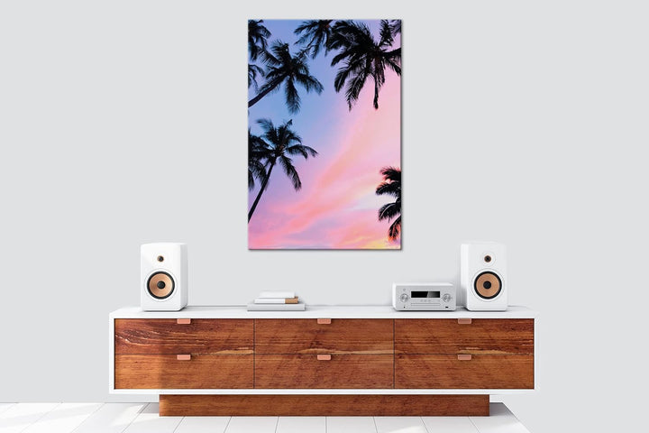 der Himmel voller Palmen Format: 120x80 als Leinwandbild, Motiv fertig gerahmt auf Echtholzrahmen, H