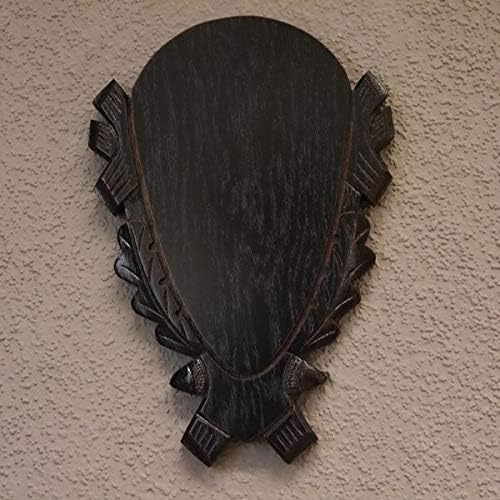 Trophäenschild geschnitzt Damhirsch Rothirsch Hirsch Geweih Hirschgeweih AF H25 cm