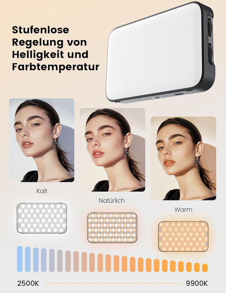 96 LED Selfie Licht mit Soft-Diffusor, Handy Licht Stativadapter für Telefon Laptop Tablet,2500K-990