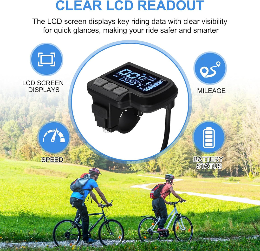 E-Bike Display 24V 36V 48V LCD Bildschirm mit 6 Pin Wasserdichtes Schnittstellenkabel für Elektrofah