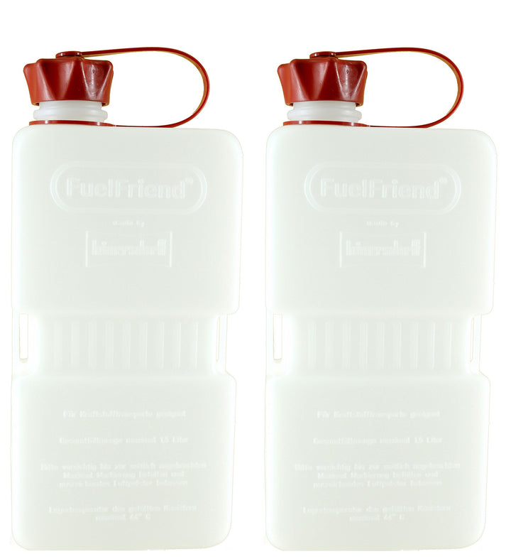 FuelFriend®-PLUS CLEAR 1,5 Liter - Klein-Benzinkanister Mini-Reservekanister - im Doppelpack