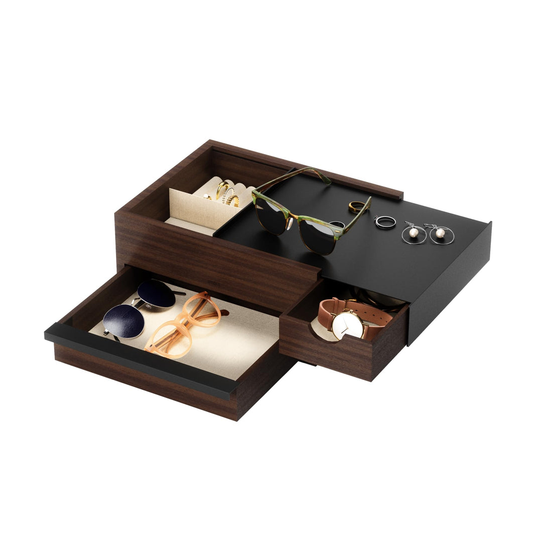 Umbra Stowit Design Schmuckkasten – moderne Schmuck Box mit Geheimfächern für Ringe, Armbänder, Uhre