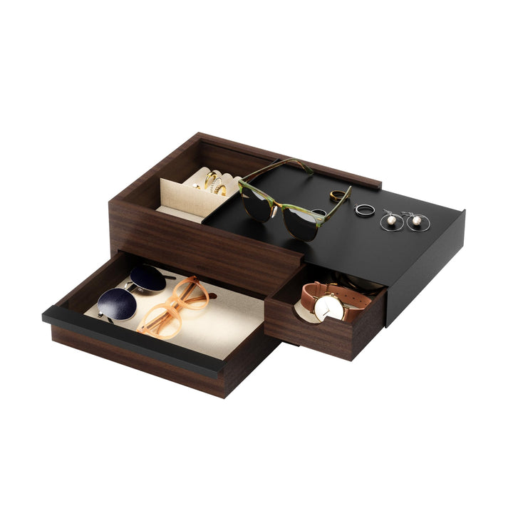 Umbra Stowit Design Schmuckkasten – moderne Schmuck Box mit Geheimfächern für Ringe, Armbänder, Uhre