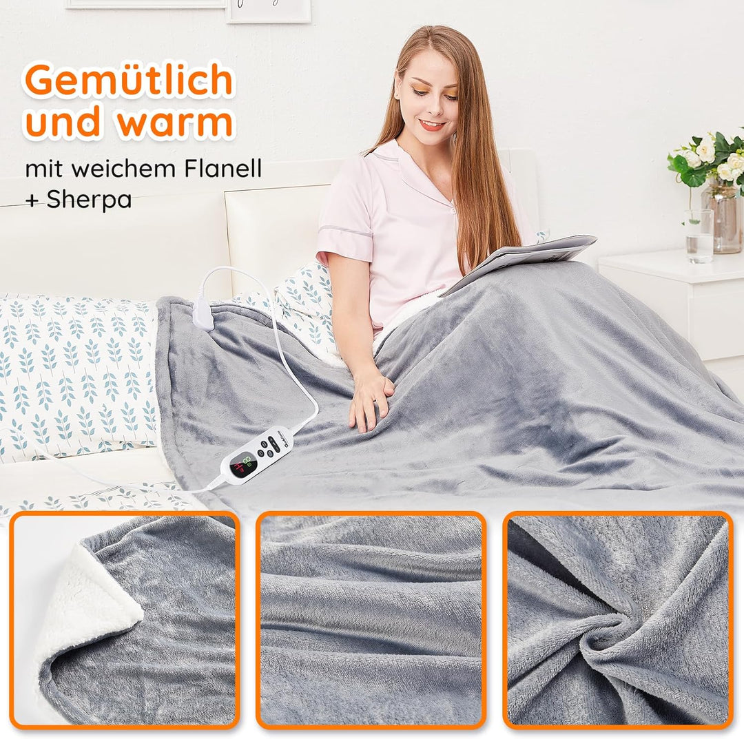 Mia&Coco Heizdecke mit Abschaltautomatik, 10 Heizstufen Up-to-9 Stunden Auto-Off-Timer Überhitzungss