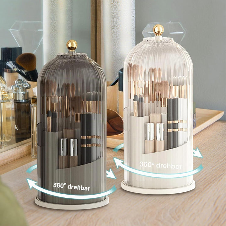 Rotierender Pinselhalter mit 360° Drehung und staubdichtem Deckel - Platzsparender Organizer für Kos
