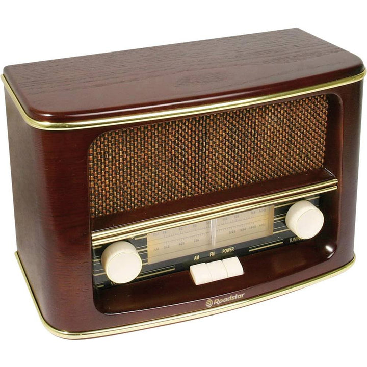 Roadstar HRA-1500N Nostalgie-Radio mit Echtholz-Gehäuse (UKW und MW Tuner, 12 Watt Musikleistung, Ba