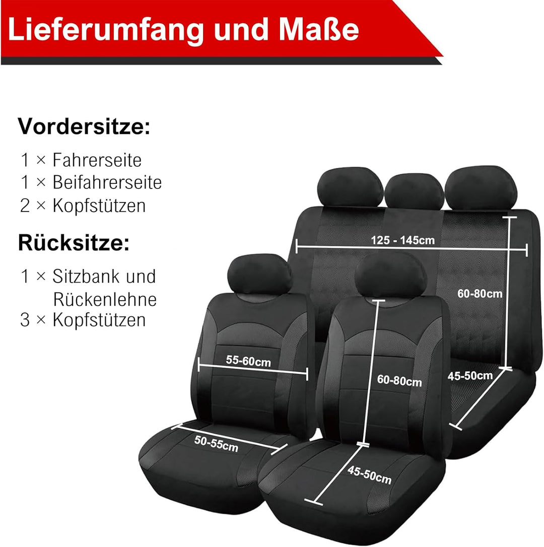 Autositzbezüge Universal Fit Komplettset，Autozubehör Innenraum Deko，Schützt die Autositze. Passt für