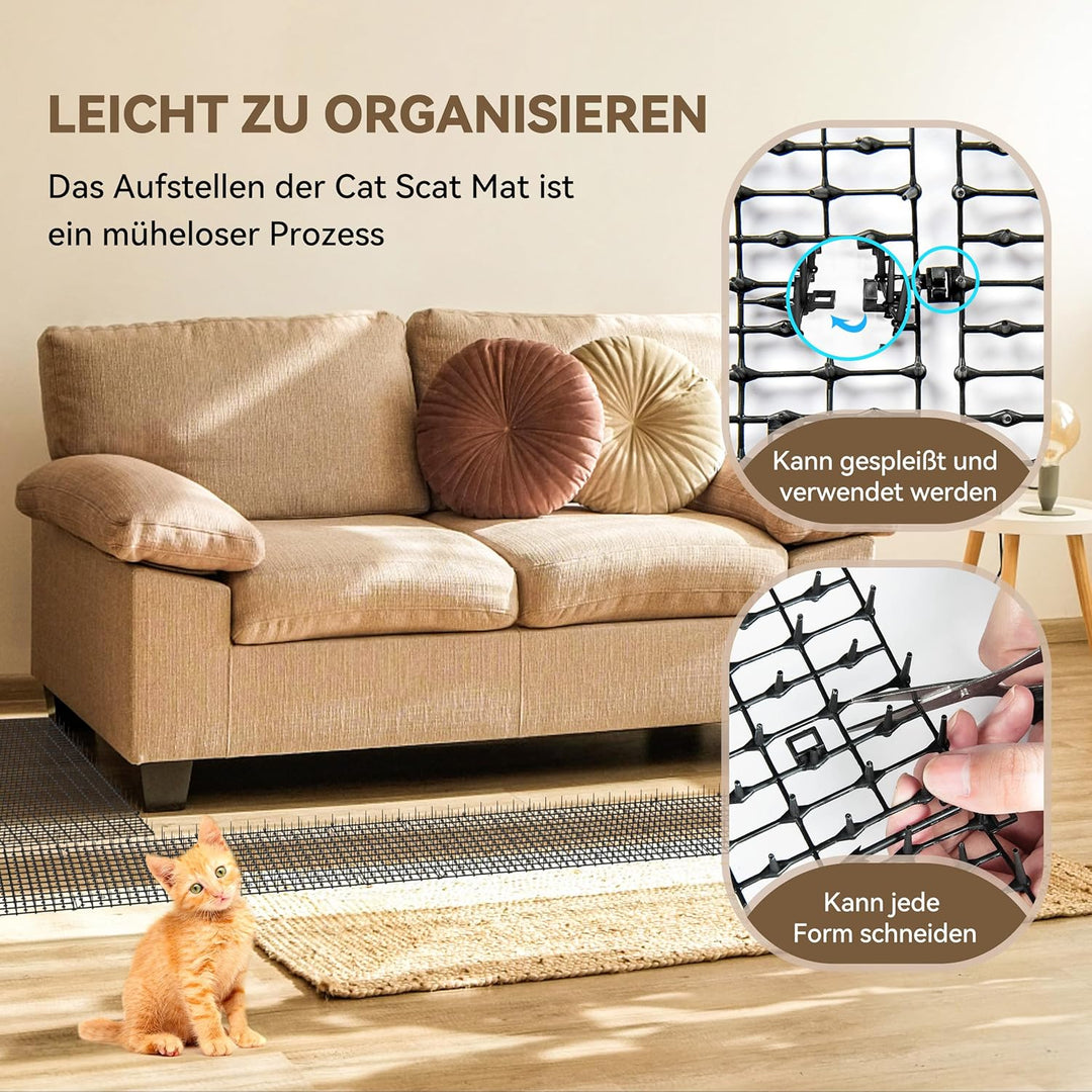 Kyrieval Dornengitter Tier-Barriere Garte Katzenabwehr Scat Spike Matte, Anti-Katzen-Netzwerk Graben