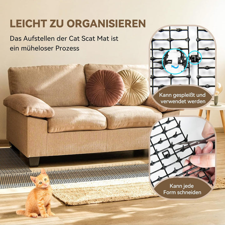 Kyrieval Dornengitter Tier-Barriere Garte Katzenabwehr Scat Spike Matte, Anti-Katzen-Netzwerk Graben