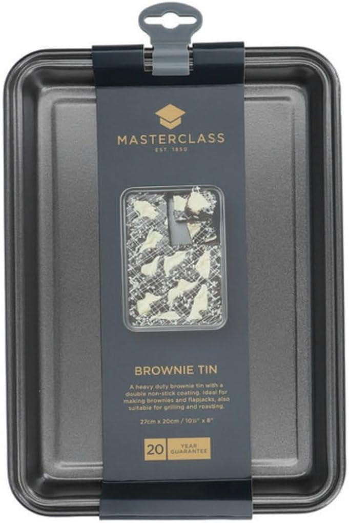 MasterClass Brownie Form Master Class 27x20x3cm, Kohlenstoffstahl, Grau, 27 x 20 x 3,5 cm 27 x 20 x