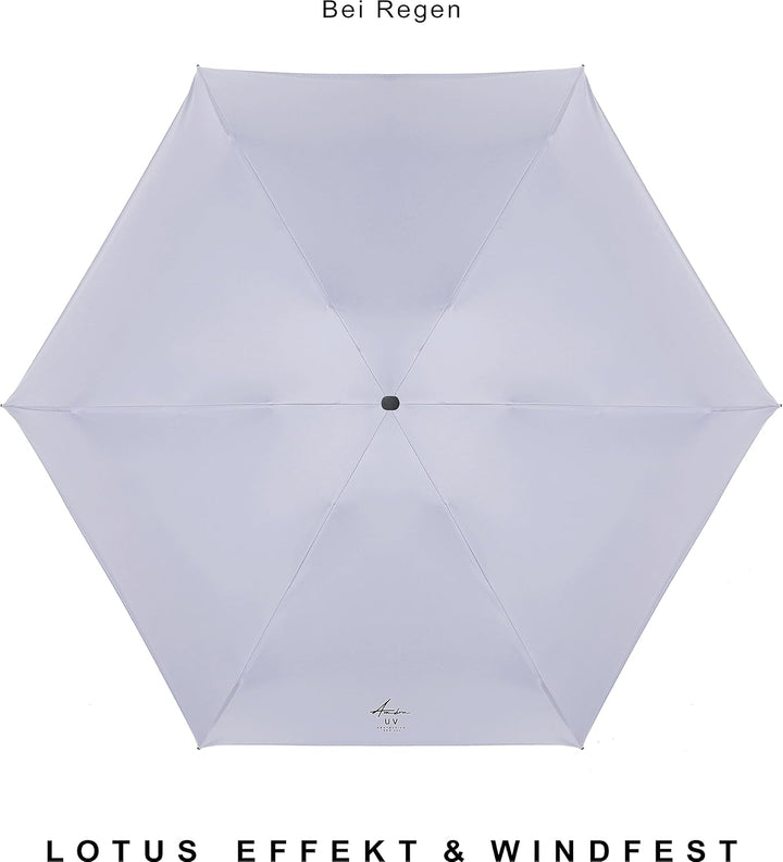 AMBRA Sturmfester Mini Reise-Regenschirm mit UV-Schutz Flieder, Flieder