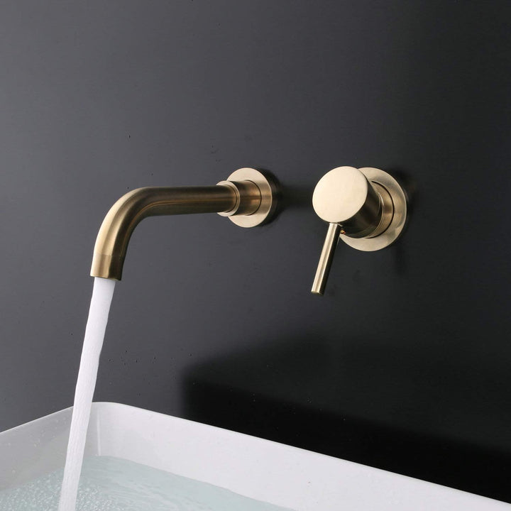 Kelelife Wandmontierte Messing Waschbecken Wasserhahn Waschtischarmatur Waschtischarmatur gebürstet